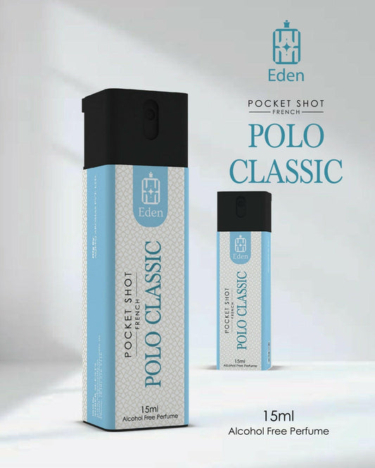 15 ml Polo Classic, natural water based perfume for men and women, alcohol free fragrance with eco-friendly ingredients.